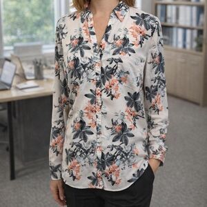 Talbots Nantucket Women's Blouse XL Floral Office Wear Romantic Soft Aesthetic